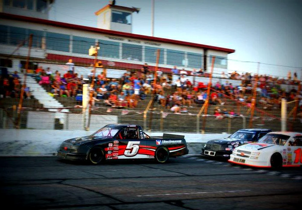 Tyler Hudson racing the No. 5 Super Truck at Hickory Motor Speedway